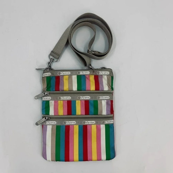Lesportsac Vintage‎ Madison Rainbow Small Crossbody Shoulder Bag 3 Zipper - Picture 1 of 15